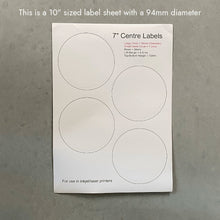 Load image into Gallery viewer, Printable Self-Adhesive Matte Centre Labels — 7", 10" &amp; 12"
